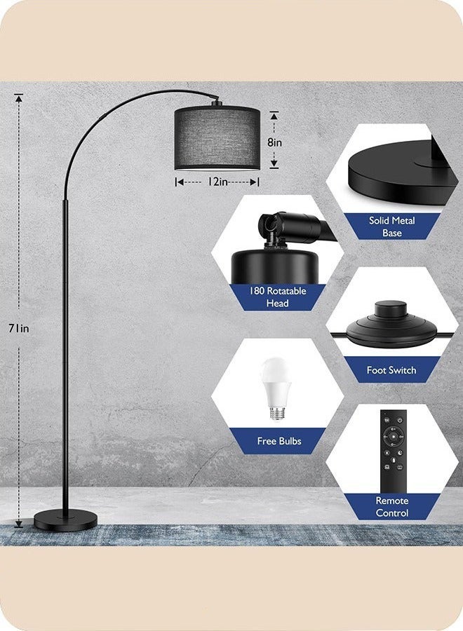 HOMESTAR Floor Lamp with Remote Control 3 Color Temperature and Brightness Adjustable Standing Lamp with Black Shade Pole Lamp for Bedroom Office Bulb Included 12 Watt  - Image 5