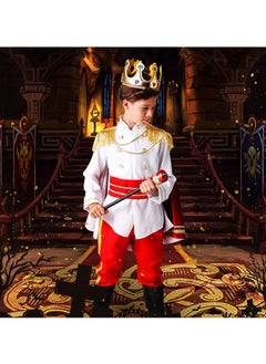 Prince Charming Cosplay Costume for Toddler Kid Medieval Royal Prince Jacket Pants Crown Dress Up Party Outfit For Boys