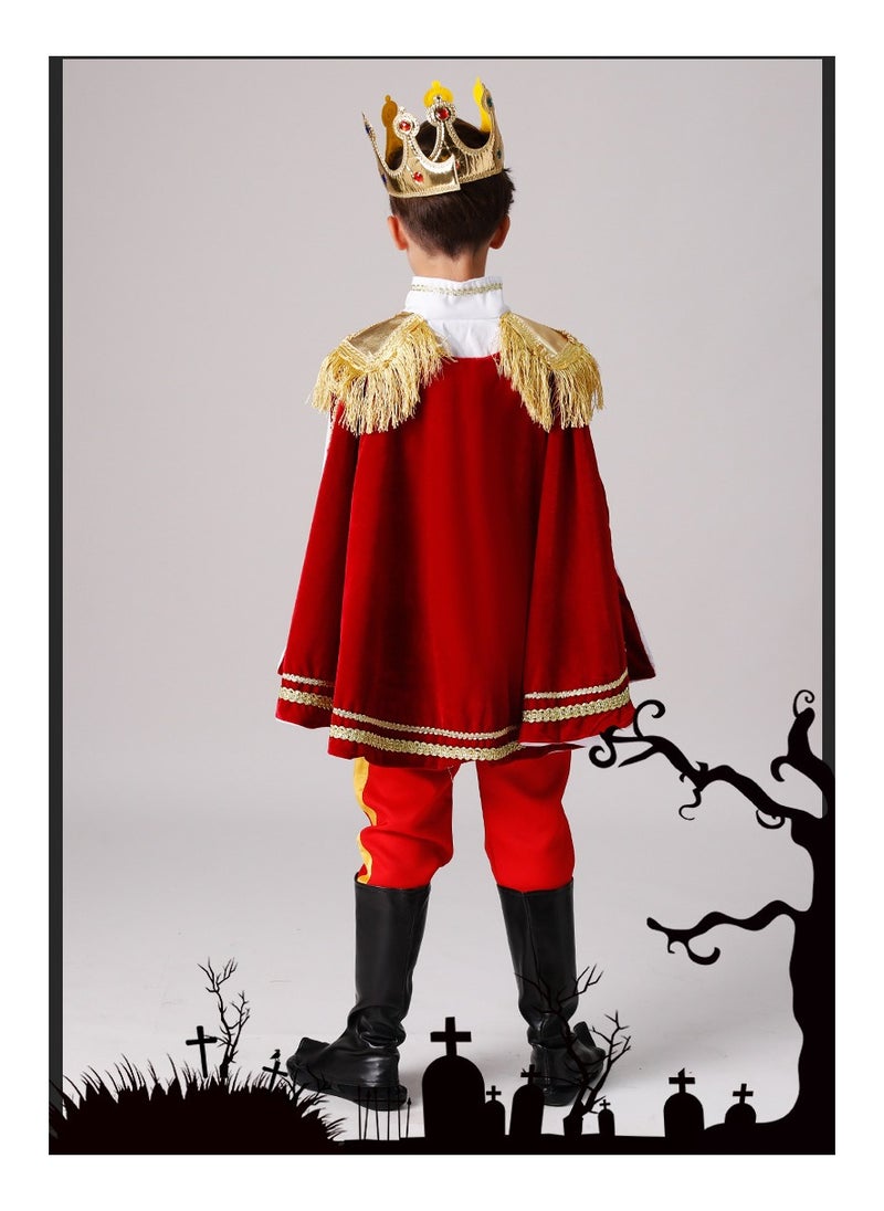 Generic - Prince Charming Cosplay Costume for Toddler Kid Medieval Royal Prince Jacket Pants Crown Dress Up Party Outfit For Boys - Image 1