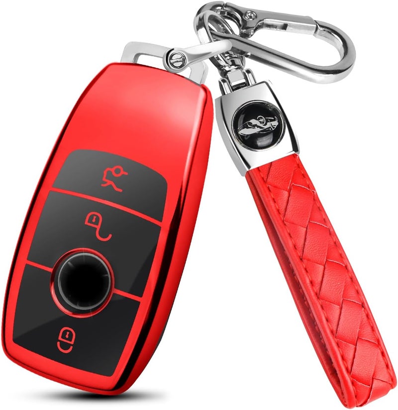 FT FUNTOR Mercedes Key Cover with Detachable Keychain - A-Red - Image 1