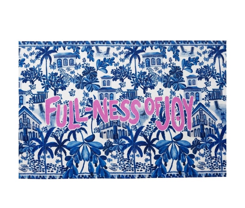 Beach Towel – Tree Print – White & Blue – 140 × 70 cm - Image 2