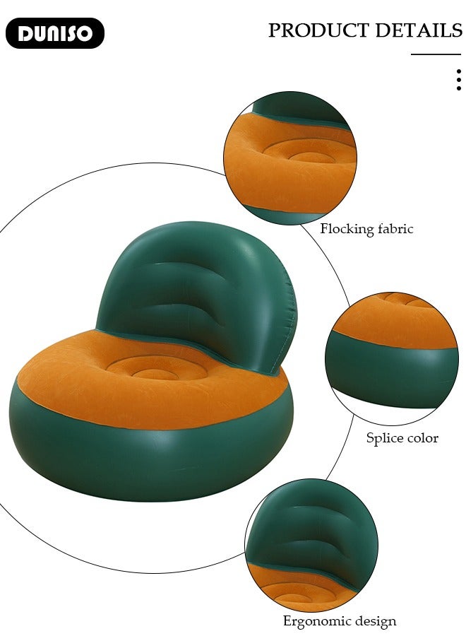 DUNISO Inflatable Chair,Air Sofa Inflatable Lazy Sofa Chair Bean Bag Gamer Recliner with Ergonomic Design, Soft Flocking Material, Inflatable Sofa for Living Room, Bedroom, Playroom,Camping - Image 5