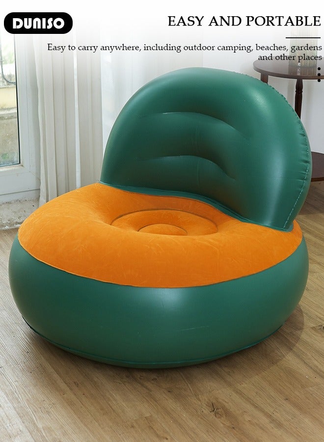 DUNISO Inflatable Chair,Air Sofa Inflatable Lazy Sofa Chair Bean Bag Gamer Recliner with Ergonomic Design, Soft Flocking Material, Inflatable Sofa for Living Room, Bedroom, Playroom,Camping - Image 4