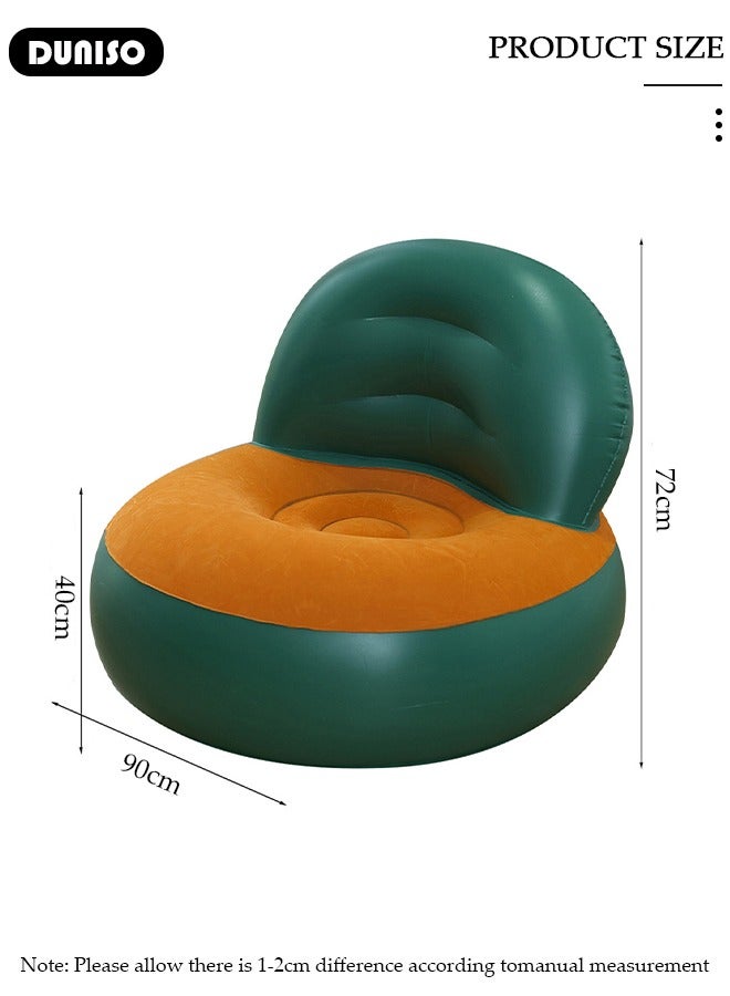 DUNISO Inflatable Chair,Air Sofa Inflatable Lazy Sofa Chair Bean Bag Gamer Recliner with Ergonomic Design, Soft Flocking Material, Inflatable Sofa for Living Room, Bedroom, Playroom,Camping - Image 2