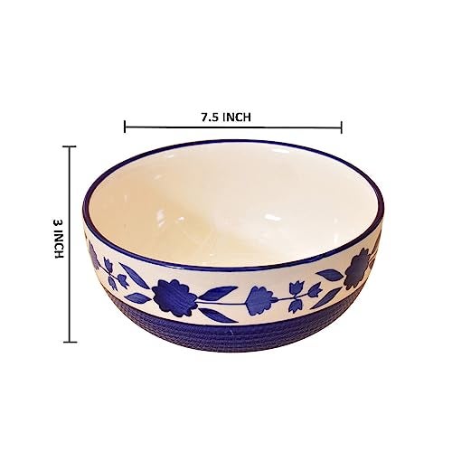 Kunhar Ceramic Serving Bowls (Blue Flower, 1500 ml) - 1 Piece - Image 2