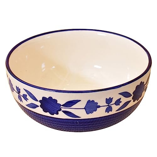 Kunhar Ceramic Serving Bowls (Blue Flower, 1500 ml) - 1 Piece - Image 1