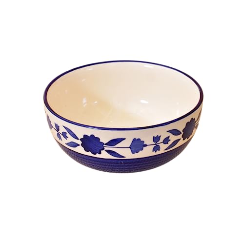 Kunhar Ceramic Serving Bowls (Blue Flower, 1500 ml) - 1 Piece - Image 4
