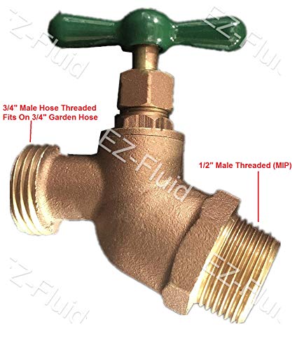 EZ-FLUID PLUMBING 1/2" MIP X 3/4" MHT Male Hose Threaded Hose Connector Hose Bib,Heavy Duty Brass No-Kink Hose Bibb Water Faucet,Outdoor Garden Hoses Spigot Shut Off Valve Hose Facuet Bibs (1 Pack) - Image 3