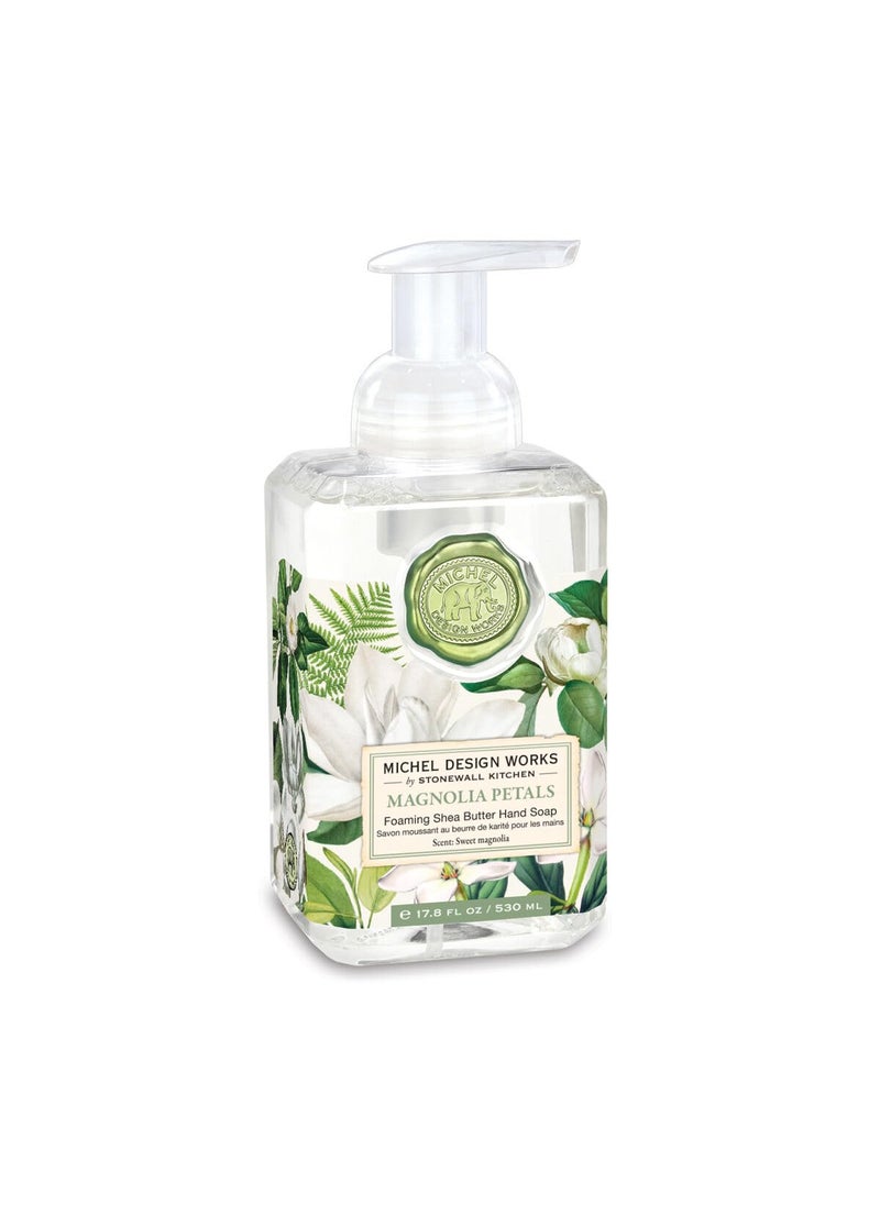 Michel Design Works - Michel Design Works Foaming Hand Soap 17.8oz, Magnolia Petals Scent and Design, Shea Butter and Aloe Vera Blend, Beautiful Square Container with Pump - Image 1