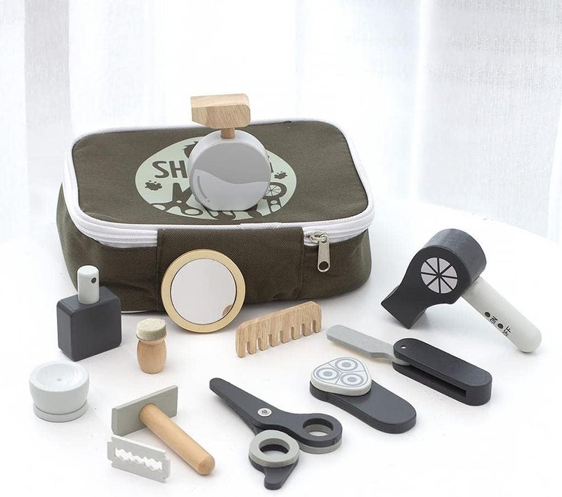 klarako Pretend Play Hair Cutting Toys Hair Dryer Hair Styling Set Barbershop for Girl Boys  Storage Bag - Image 2