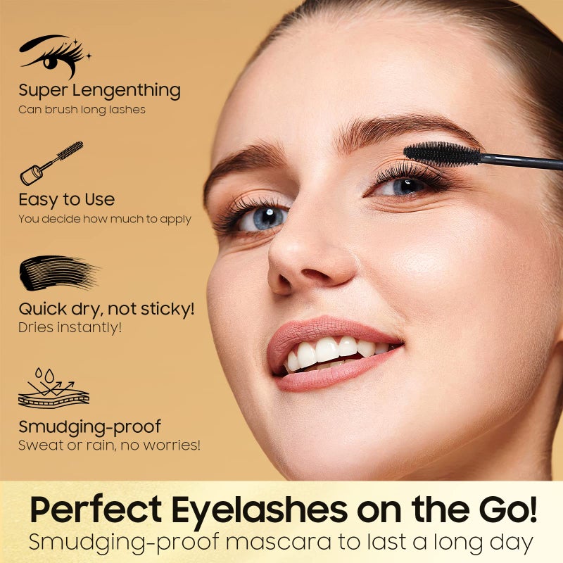 Ihrlpxkc Tubing Mascara Waterproof & Smudge-Proof - 2-1 Long-Lasting Mascara Black Volumizing and Lengthening for Eye Makeup, No Clumping, Curling Eyelashes, Vegan & Cruelty Free, Black, 1 Count - Image 4