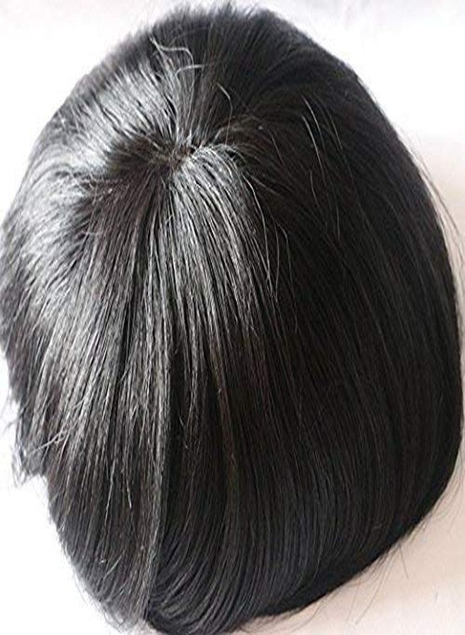 غلان شعر مستعار رجالي من جلان مصنوع من شعر بشري، حل لتساقط الشعر، رقعة شعر/شعر مستعار سهل التركيب للمناطق الصلعاء للأولاد (7 * 5، أسود) - Image 3