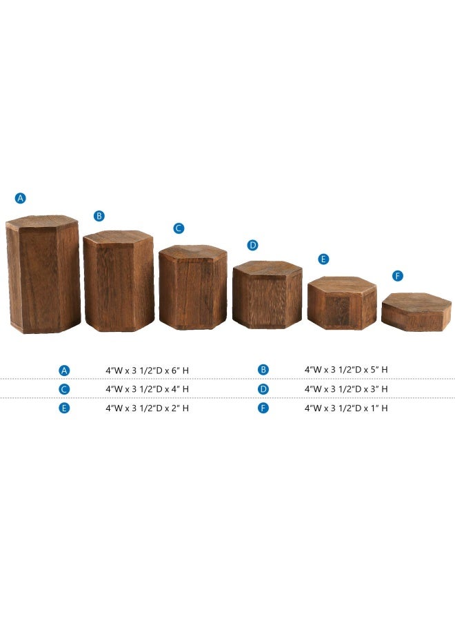 Mooca Wooden 6 Pieces Hexagon Risers For Display Jewelry And Accessories Display Stand Brown - Image 4