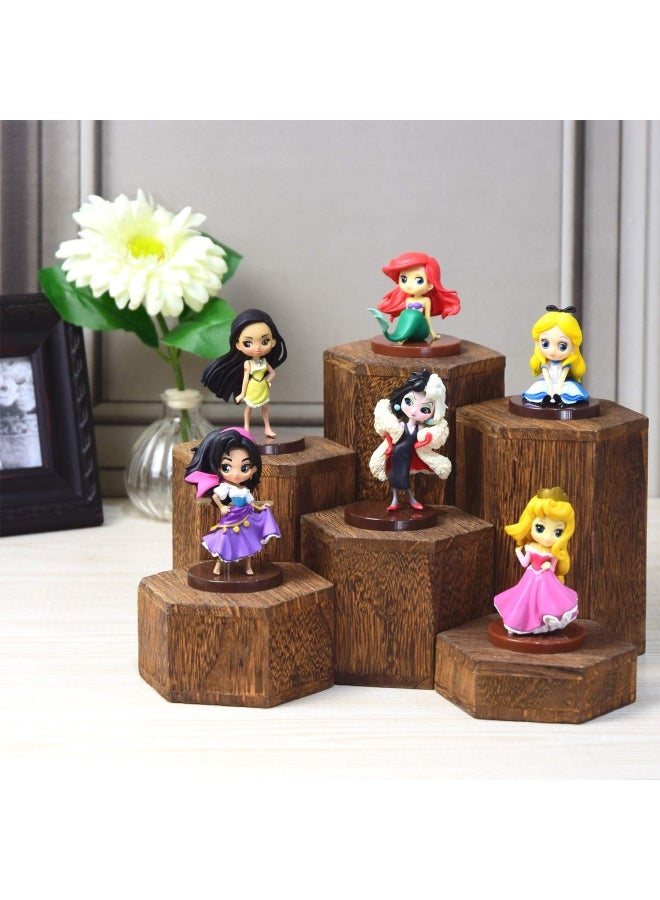 Mooca Wooden 6 Pieces Hexagon Risers For Display Jewelry And Accessories Display Stand Brown - Image 5