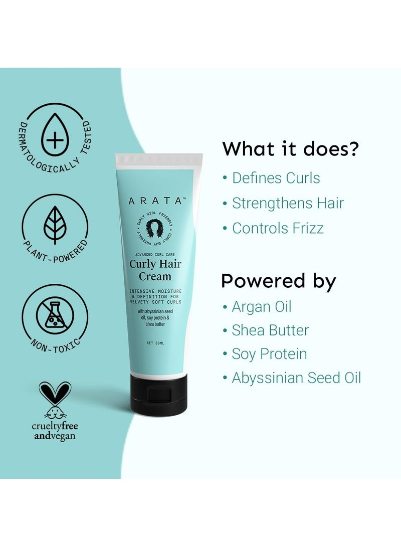أراتا كريم تجعيد الشعر للشعر الجاف والمجعد والمموج والمجعد | يقلل من التجعد | يرطب ويرطب ويحدد تجعيدات الشعر | تجعيدات ناعمة مخملية  50g - Image 2