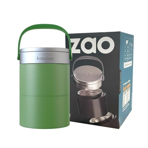 Headway ZAO Insulated Heavy Duty Lunchbox-2 Year Warranty Double Wall Insulated-Matte Green 750 ML | Free Foldable Stainless Steel Spoon | Pickle Box | Hot for 6 hrs & Cold for 8 hrs - Image 1