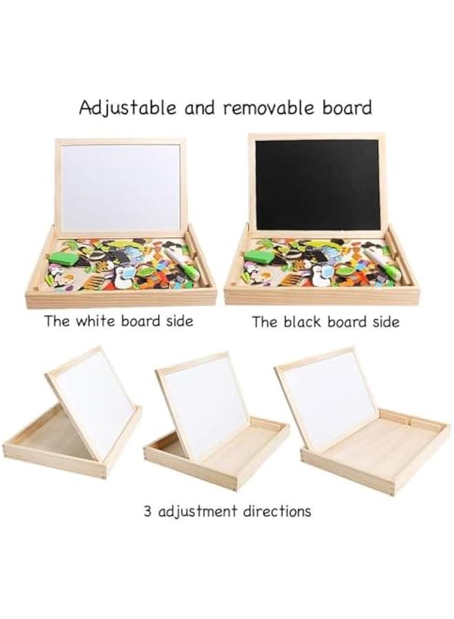 هوكور العاب تعليمية خشبية للاطفال حامل تعلم مغناطيسي مزدوج الجوانب قابل للمسح الجاف العاب تعليمية تعليمية للاولاد والبنات حيوانات الغابة مطاط - Image 3