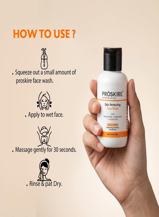 Proskire Skin Perfecting Face Wash with Niacinamide, Ceramides & Licorice | Clear, Glow, Oil Control − 100ml each (Pack of 2) - Image 3
