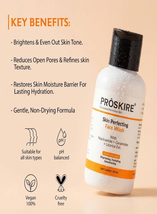 Proskire Skin Perfecting Face Wash with Niacinamide, Ceramides & Licorice | Clear, Glow, Oil Control − 100ml each (Pack of 2) - Image 2