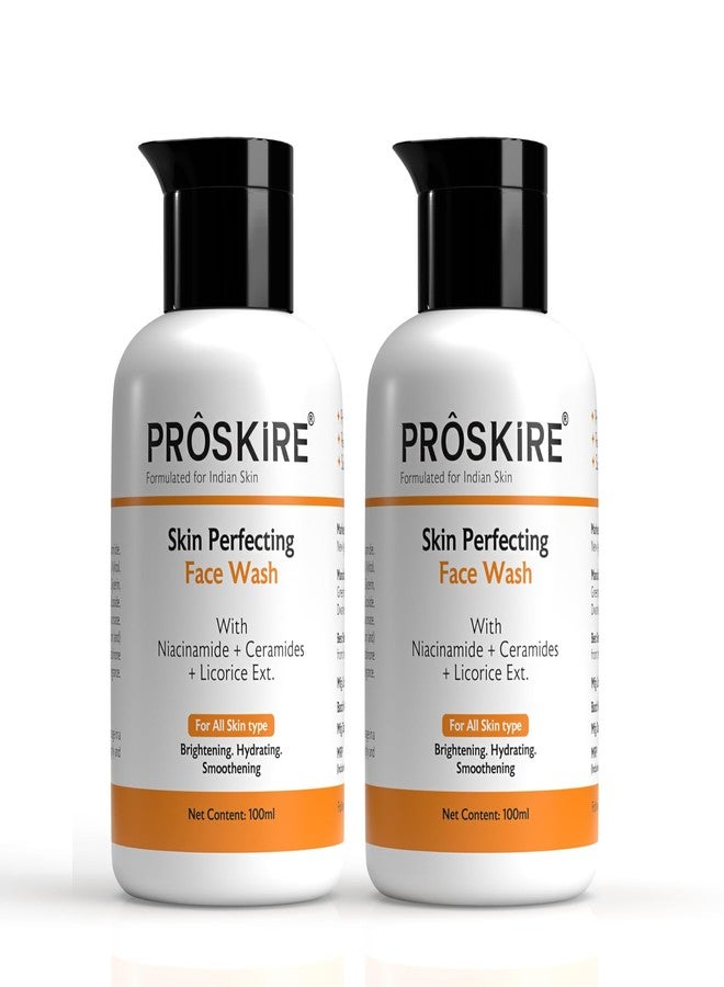Proskire Skin Perfecting Face Wash with Niacinamide, Ceramides & Licorice | Clear, Glow, Oil Control − 100ml each (Pack of 2) - Image 1