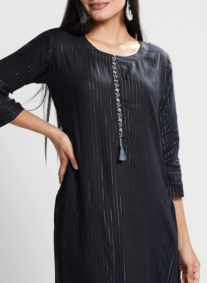 Kolaba  Striped Embroidered Kurti for Women | Best Price UAE