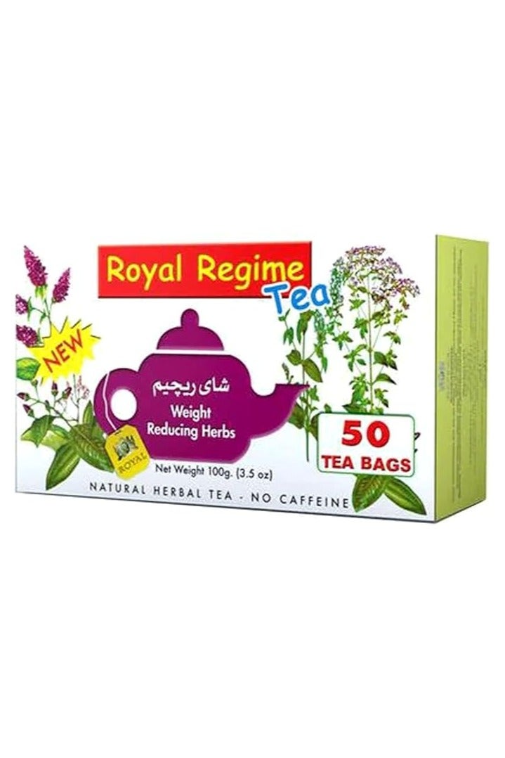 رويال ريجيم شاي رويال ريجيم بالأعشاب – لتقليل الوزن – 50 كيس شاي – خالٍ من الكافيين – 100 جرام