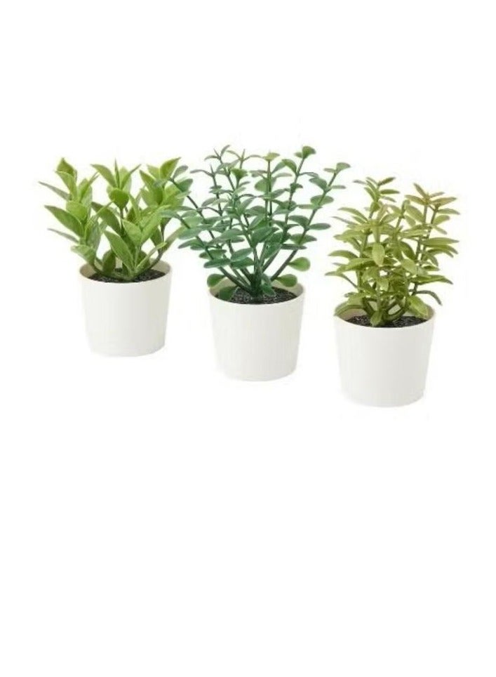 Artificial plants with pots, a set consisting of 3 pieces, indoor and outdoor herbs, size 5 cm - Image 1