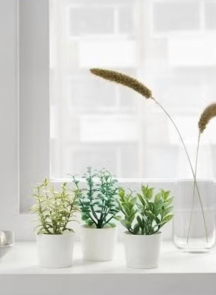 Artificial plants with pots, a set consisting of 3 pieces, indoor and outdoor herbs, size 5 cm - Image 2