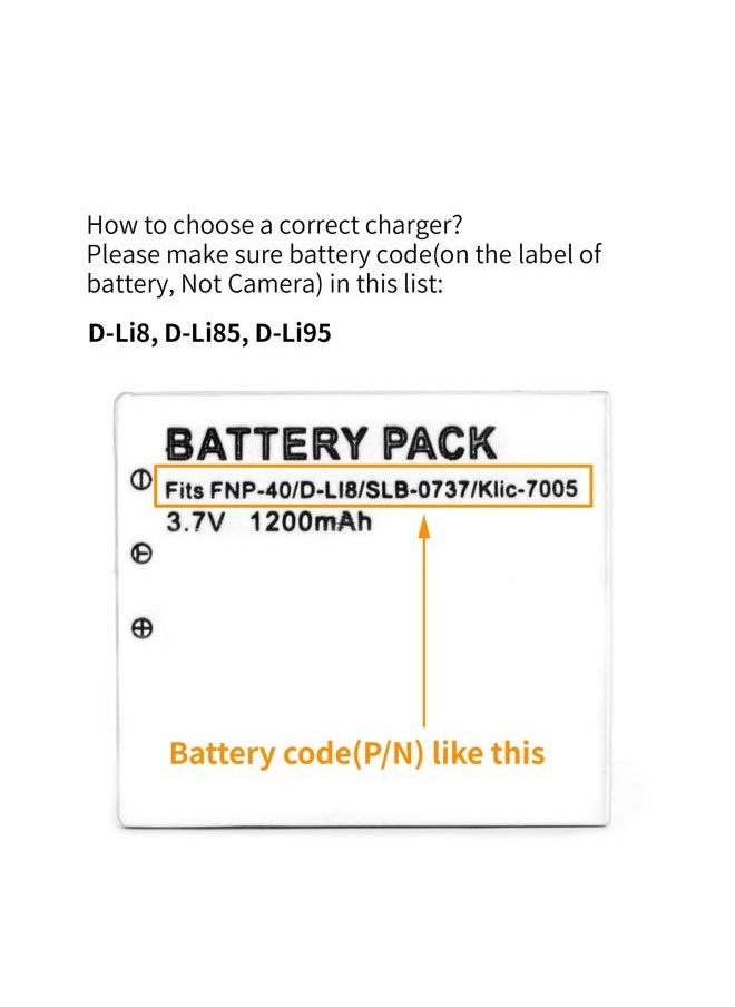 Norifon - D-LI8 LCD USB Charger for Pentax Optio A10, Optio A20, Optio A30, Optio S4i, Optio S5i, Optio S7, Optio SV Camera and More - Image 1