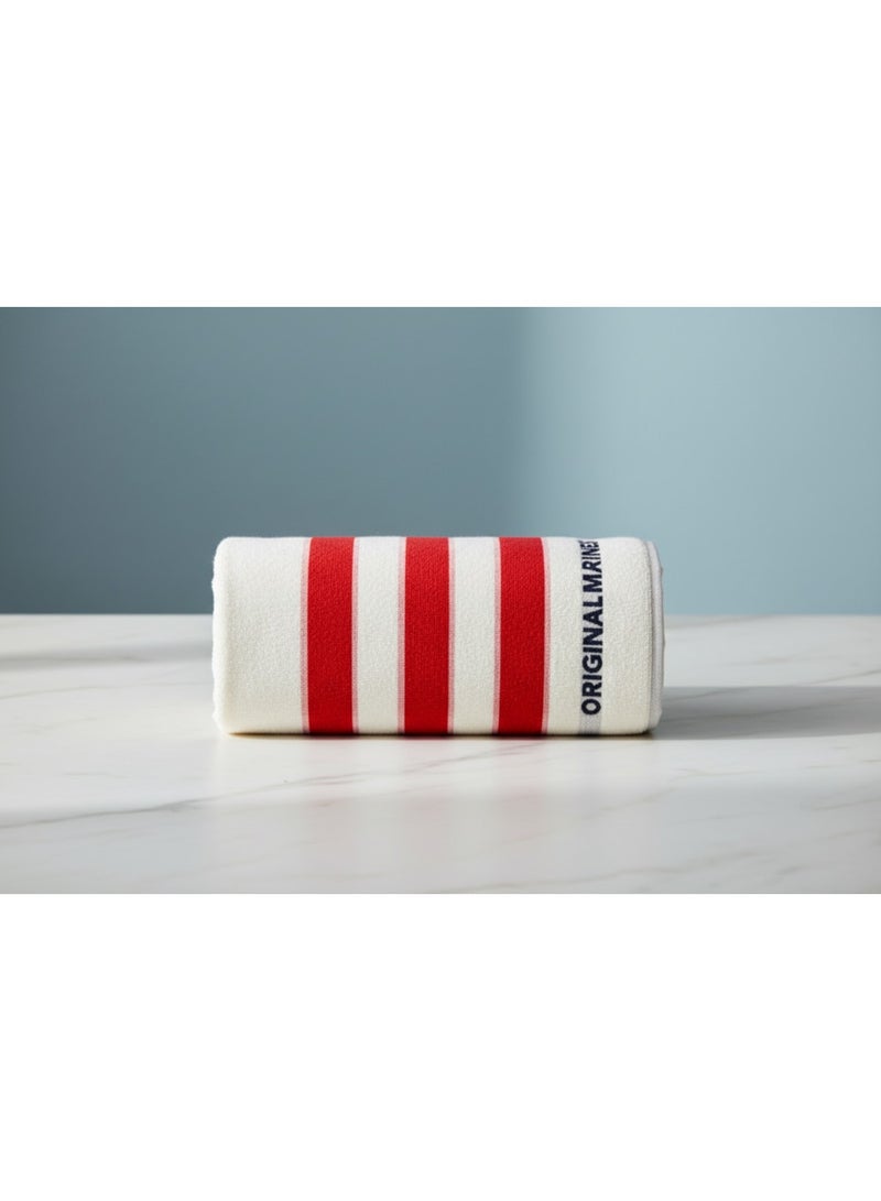 توالا منشفة شاطئ توالا، خطوط بيضاء/حمراء، قطن 100%، 90×180 سم - Image 4