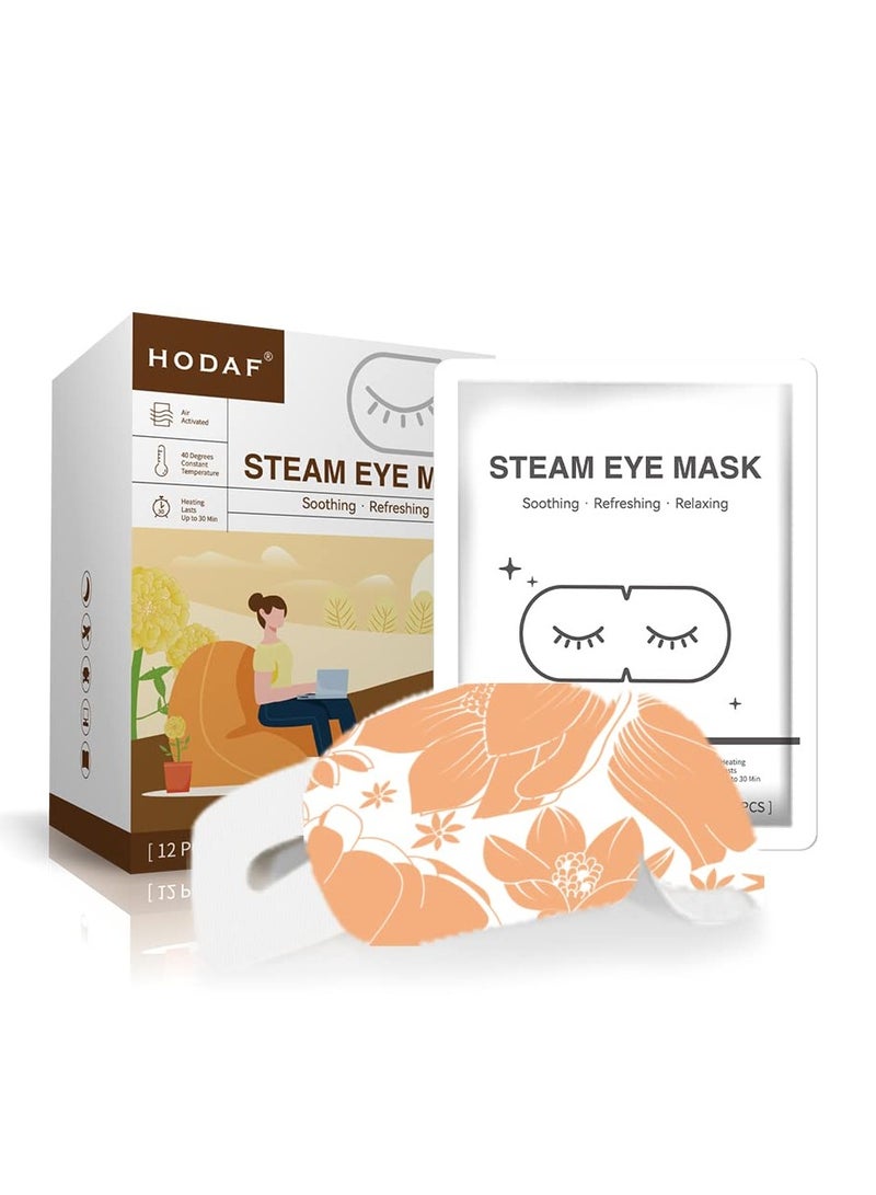 SYOSI Steam Eye Mask for Dry Eyes (12 Pcs), Disposable Sleep Mask for Dark Circles and Puffiness, Relief Eye Fatigue Steam Eye Masks, Lavender Eye Mask, Blackout Sleep Eye Patch (Lutein) - Image 1