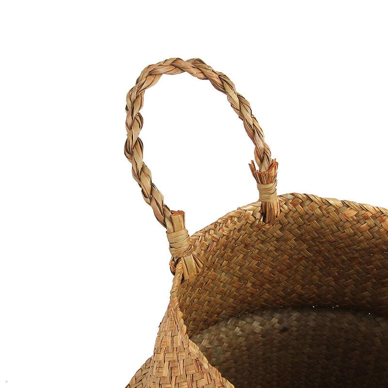 BlueMake Woven Seagrass Wicker Basket with Handle - Planters for Indoor Plants, Storage & Picnic Basket Organizer, Garden Basket Fits 6-7 Inch Plant Pots & Groceries (Small, Original) - Image 5