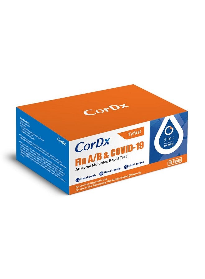 CorDx Tyfast at Home Flu A/B and COVID 19 Rapid Test Kit, Easy, Accurate, Fast Results in 10 Minutes, (10-Pack) - Image 1