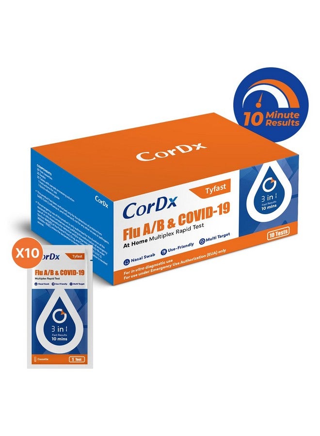 CorDx Tyfast at Home Flu A/B and COVID 19 Rapid Test Kit, Easy, Accurate, Fast Results in 10 Minutes, (10-Pack) - Image 2