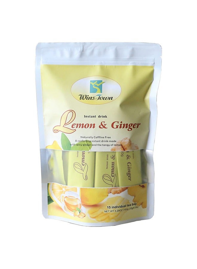 وينز تاون شاي الزنجبيل بالليمون والزنجبيل، حبيبات مشروبات فورية بنكهة العسل، 5.29 أوقية، 15 كيس شاي - Image 1