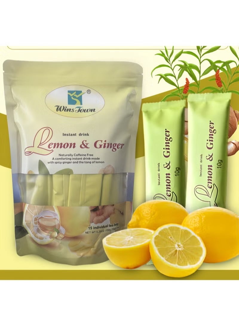 وينز تاون شاي الزنجبيل بالليمون والزنجبيل، حبيبات مشروبات فورية بنكهة العسل، 5.29 أوقية، 15 كيس شاي - Image 2