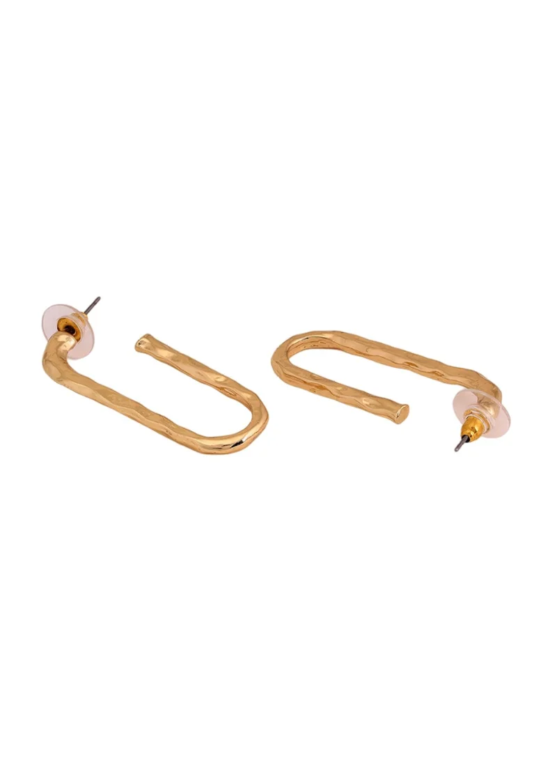 Priyaasi Brass Contemporary Hammered Half Hoop Earrings
