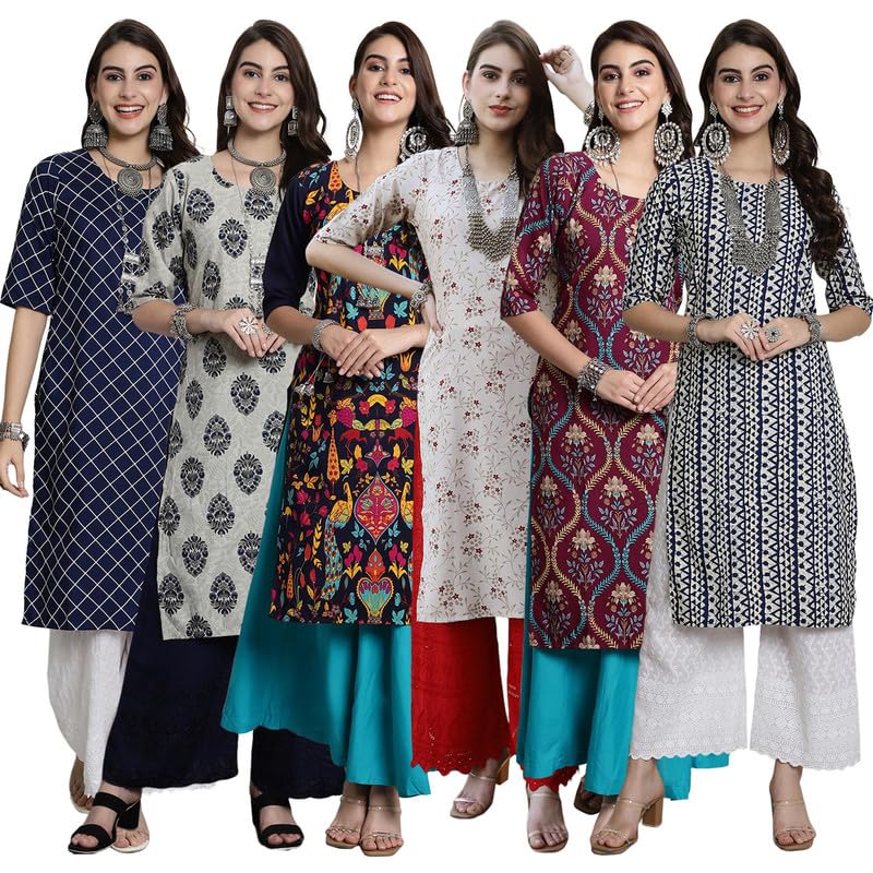 Tee Projekt Crepe Digital Printed Kurti for Women's ll Effortless Elegance Kurti (Pack of 6) - Image 1