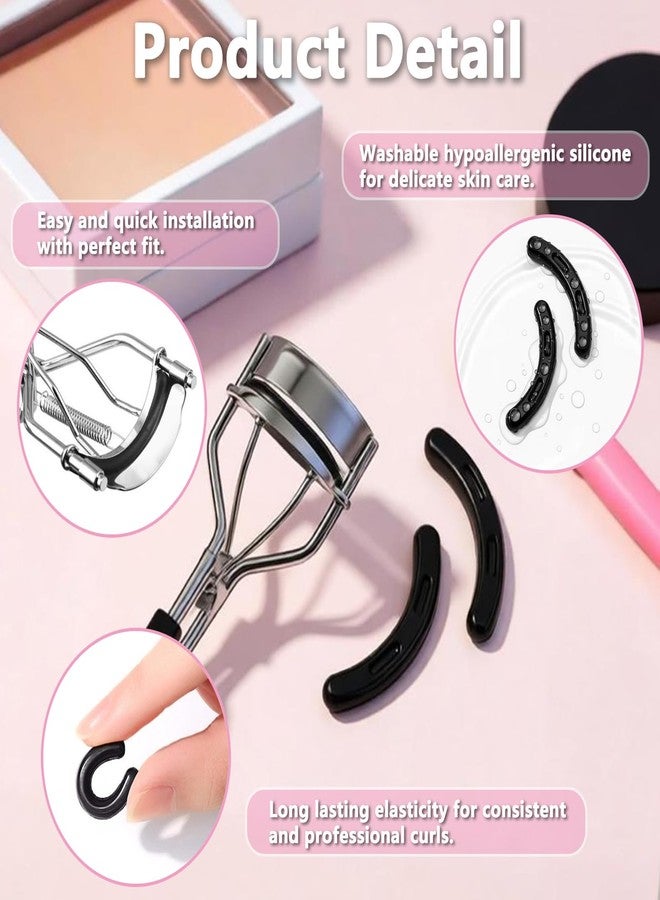 Mecefeno Eyelash Curler Refills, Eyelash Curler Pads Universal Silicone Rubber Eye Lash Curler Refills Suit for Universal Eyelash Curlers - 30 Packs Black - Image 3