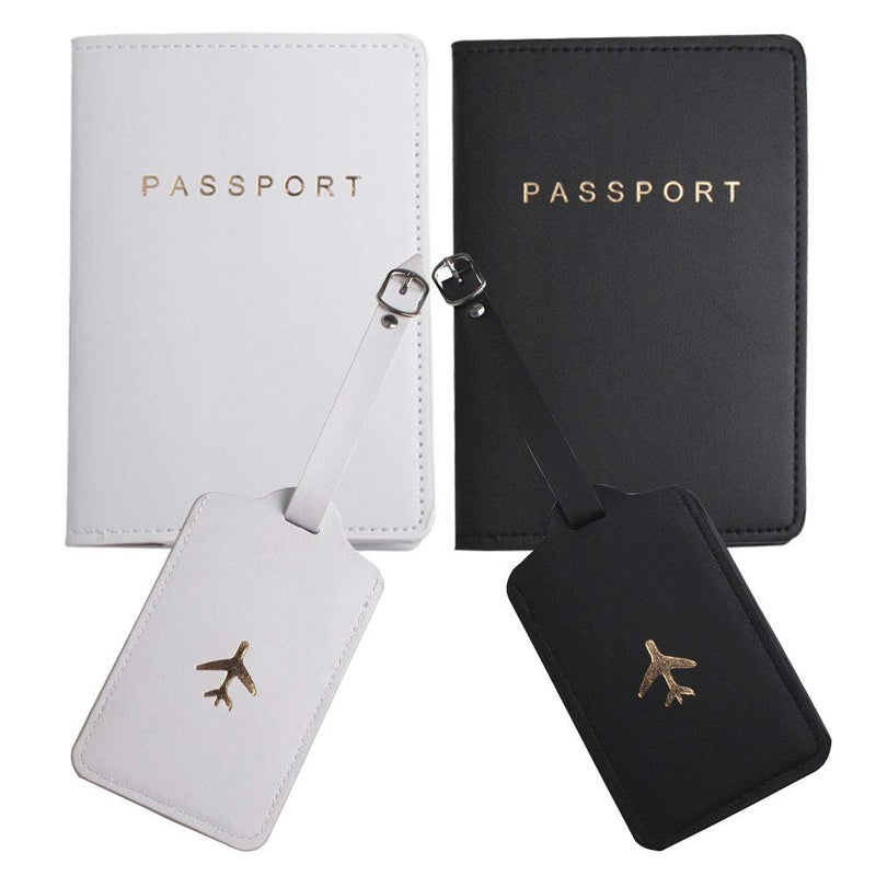 Snogisa Passport Wallets Travel Holder Set,Honeymoon gift, Slim Passport Case Covers and Organizer Slots Couple Travel Luggage Tags Passport Cover - Wedding Bridal Shower Gift - Image 1