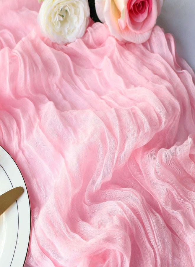 Dekafri Pink Cheesecloth Table Runner 12 Pack 120 Inch Light Pink Cheese Cloth Table Runner 10ft Long Gauze Table Runners for Wedding Decor Bridal Shower Baby Shower Party Table Decorations - Image 2
