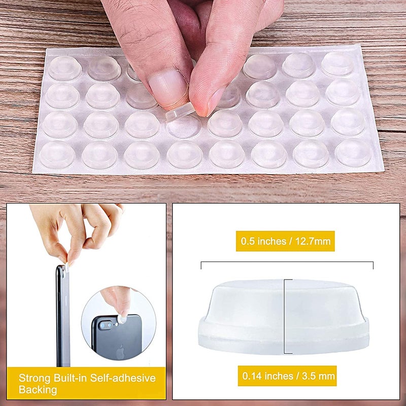 DIY Crafts 32, 32 Pcs, Cabinet Door Rubber Bumpers Self Adhesive Sound Dampening Clear Bumper Pads for Drawers, Table Tops, Cupboard, Picture Frames, Glassware and Furniture (Hemispheri (32) - Image 2