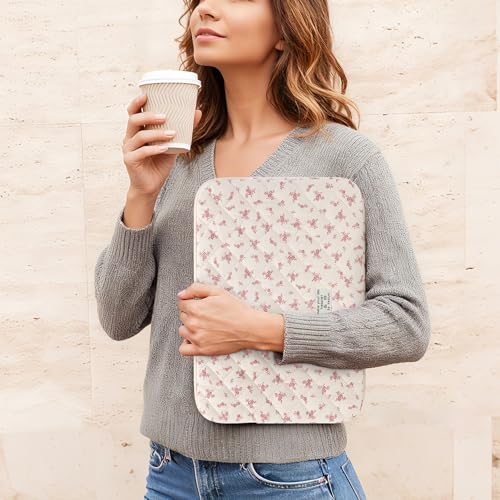 BBIQI حافظة لابتوب مبطنة 13-15.6 بوصة حافظة واقية مزخرفة مزودة بوسادة زهور لجهاز ماك بوك (وردي، 13 بوصة) - Image 2