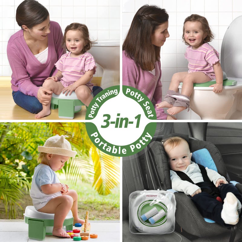 MCGMITT Portable Potty for Kids Travel - Foldable Training Toilet Chair for Toddler Girls with Storage Bags, Potty Training Toilet for Outdoor and Indoor Easy to Clean(Green) - Image 5