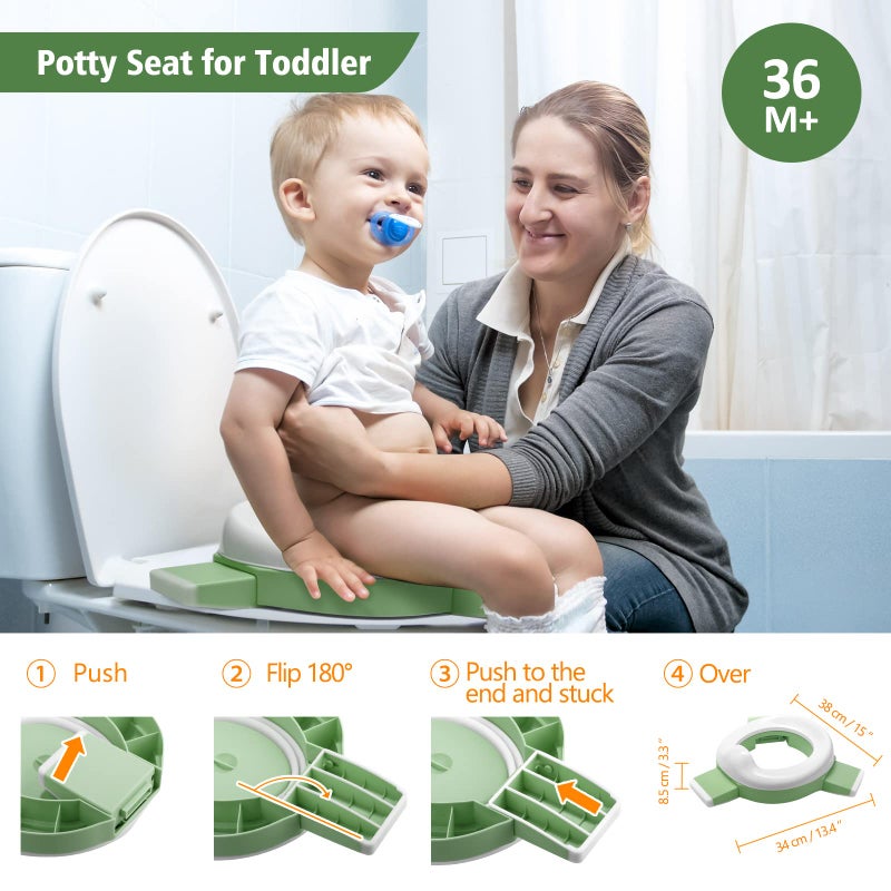 MCGMITT Portable Potty for Kids Travel - Foldable Training Toilet Chair for Toddler Girls with Storage Bags, Potty Training Toilet for Outdoor and Indoor Easy to Clean(Green) - Image 3