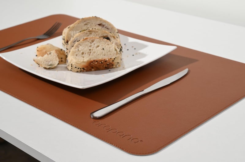AROPANA Vegan Leather Desk Mat | Large Reversible Mouse Pad & Computer Table Protector | Dual-Side Waterproof Extended Laptop Pad with Edge-Stitched Design (60x35CM, Brown and Grey) - Image 4