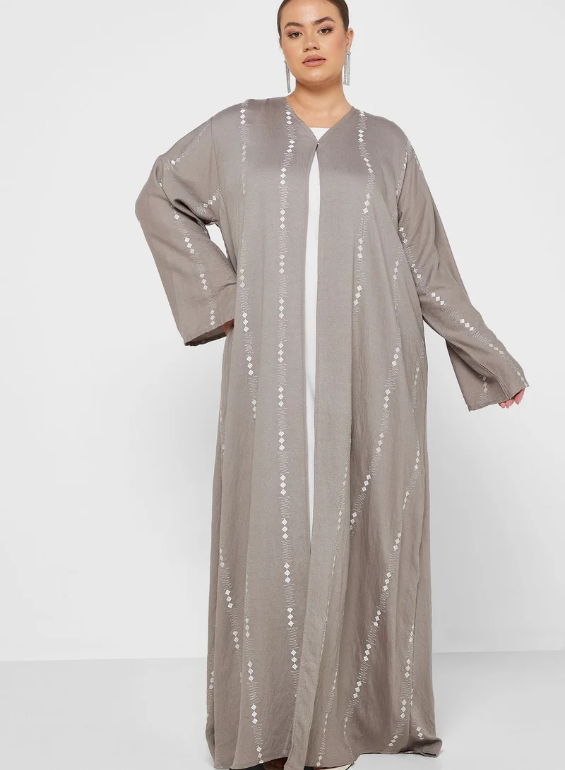 Khizana Print Detail Abaya With Sheila