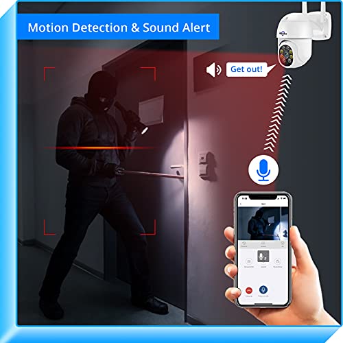 Hiseeu 3MP 360° Pan Tilt Camera WiFi Security Camera Outdoor Motion Tracking Floodlights Light Alarm,Color Night Vision,PC Mobile Remote View,Two-Way Audio Security - Image 5