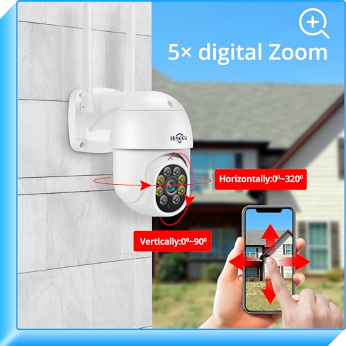 Hiseeu 3MP 360° Pan Tilt Camera WiFi Security Camera Outdoor Motion Tracking Floodlights Light Alarm,Color Night Vision,PC Mobile Remote View,Two-Way Audio Security - Image 3