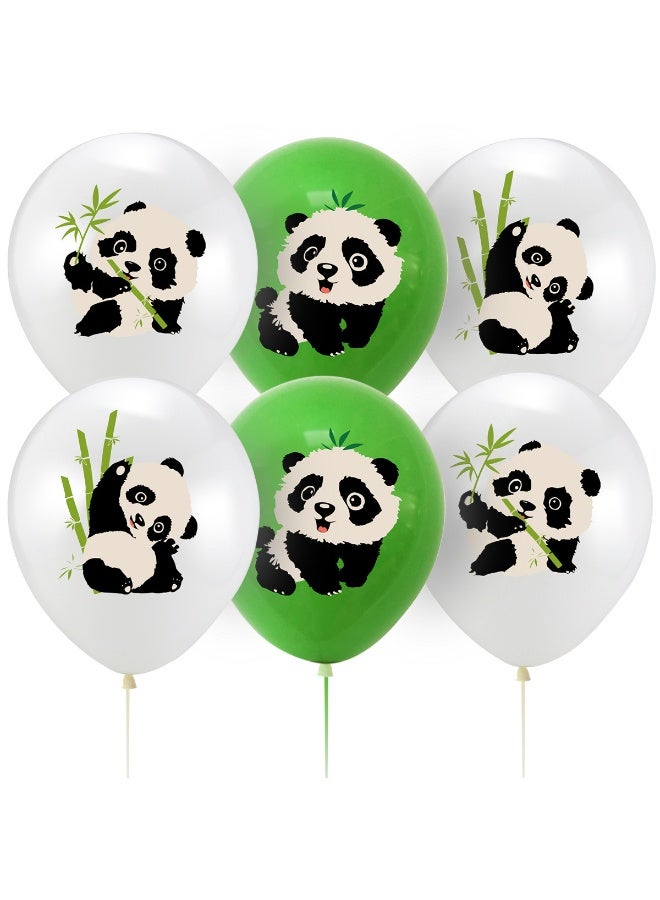 15pcs Panda Print Latex Balloons – 12 Inch Green & White Balloons for Panda-Themed Party Decorations - Image 2
